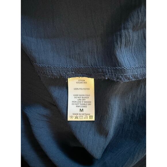 Lush Rolled Wrap Dress Short Sleeve Women's Navy Blue Size M - Picture 4 of 6